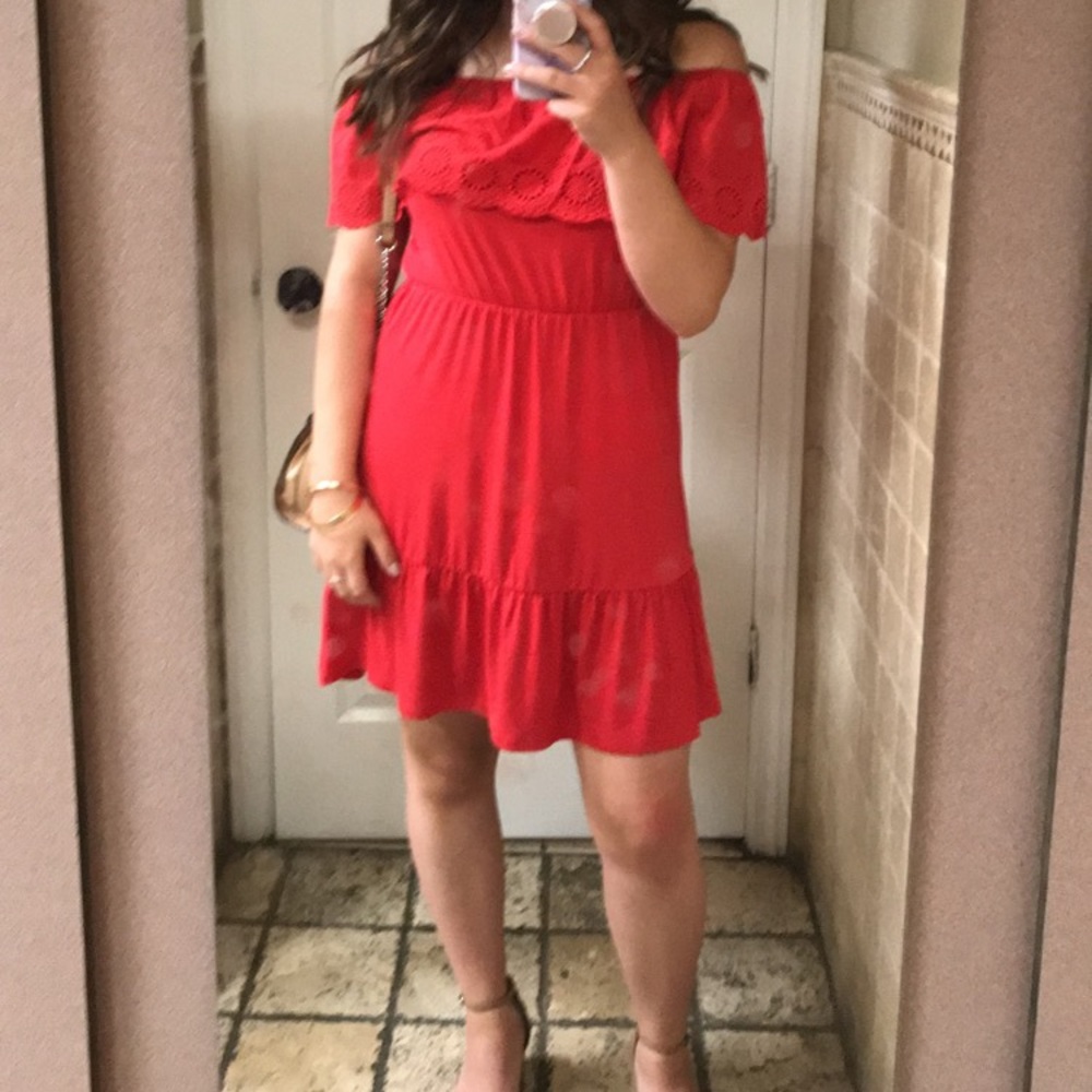 Off Shoulder Ruffle Jersey Dress - Picture 3 of 3